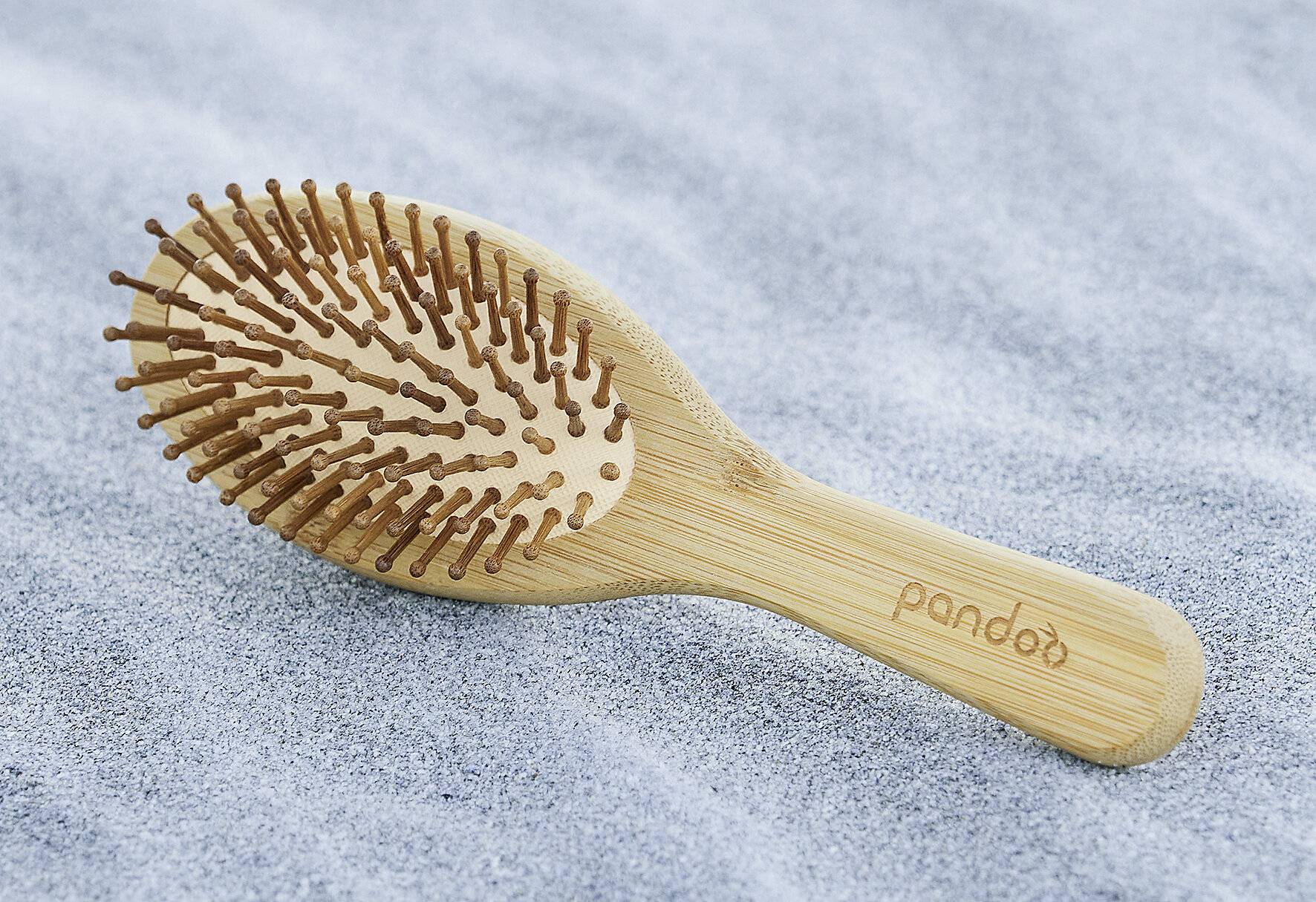pandoo Bambus Haarbürste mit Naturborsten - Vegan, umweltfreundlich - Natur-Bürste mit-4