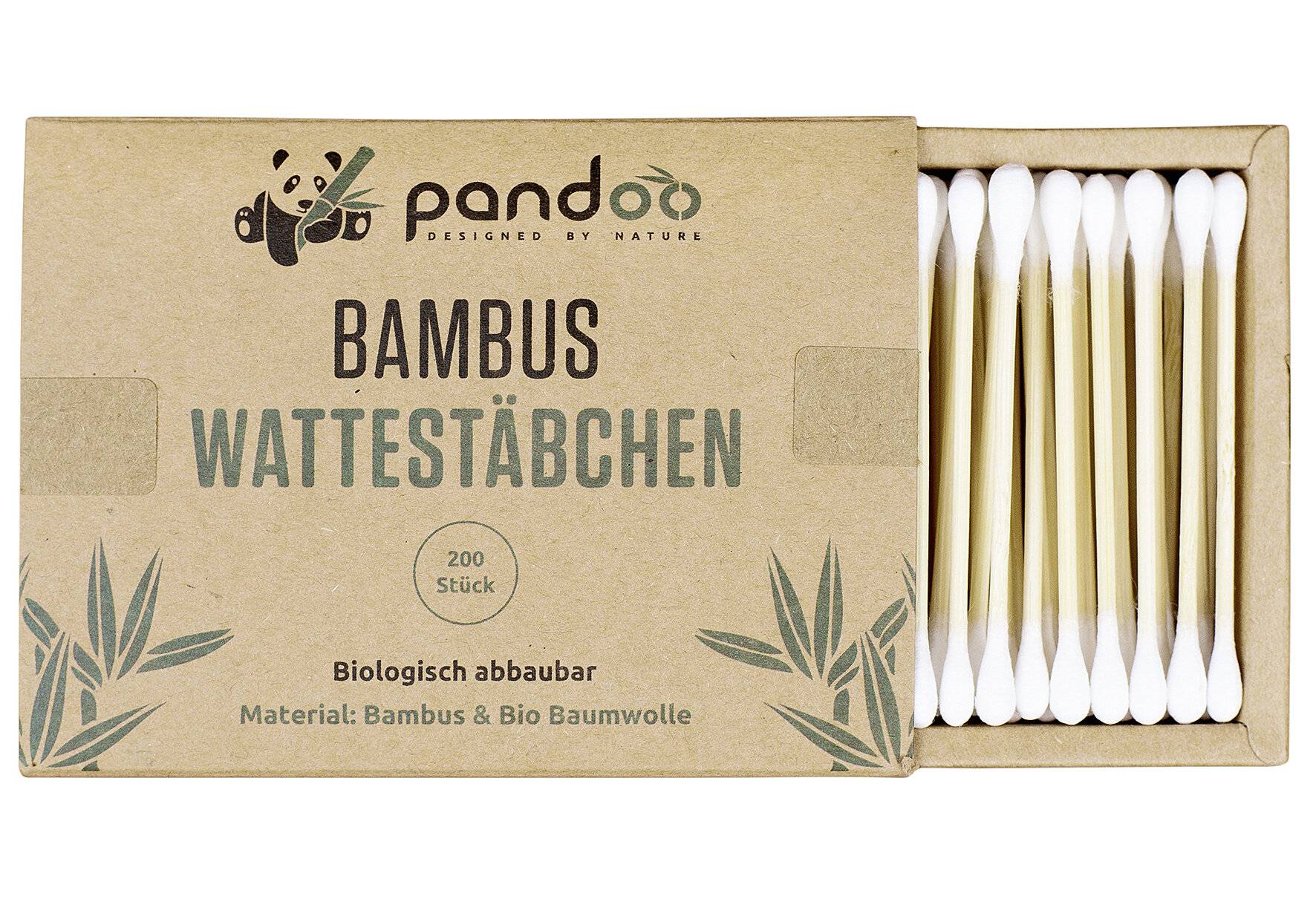 pandoo 4er Pack Bambus Wattestäbchen (800 Stück)-0