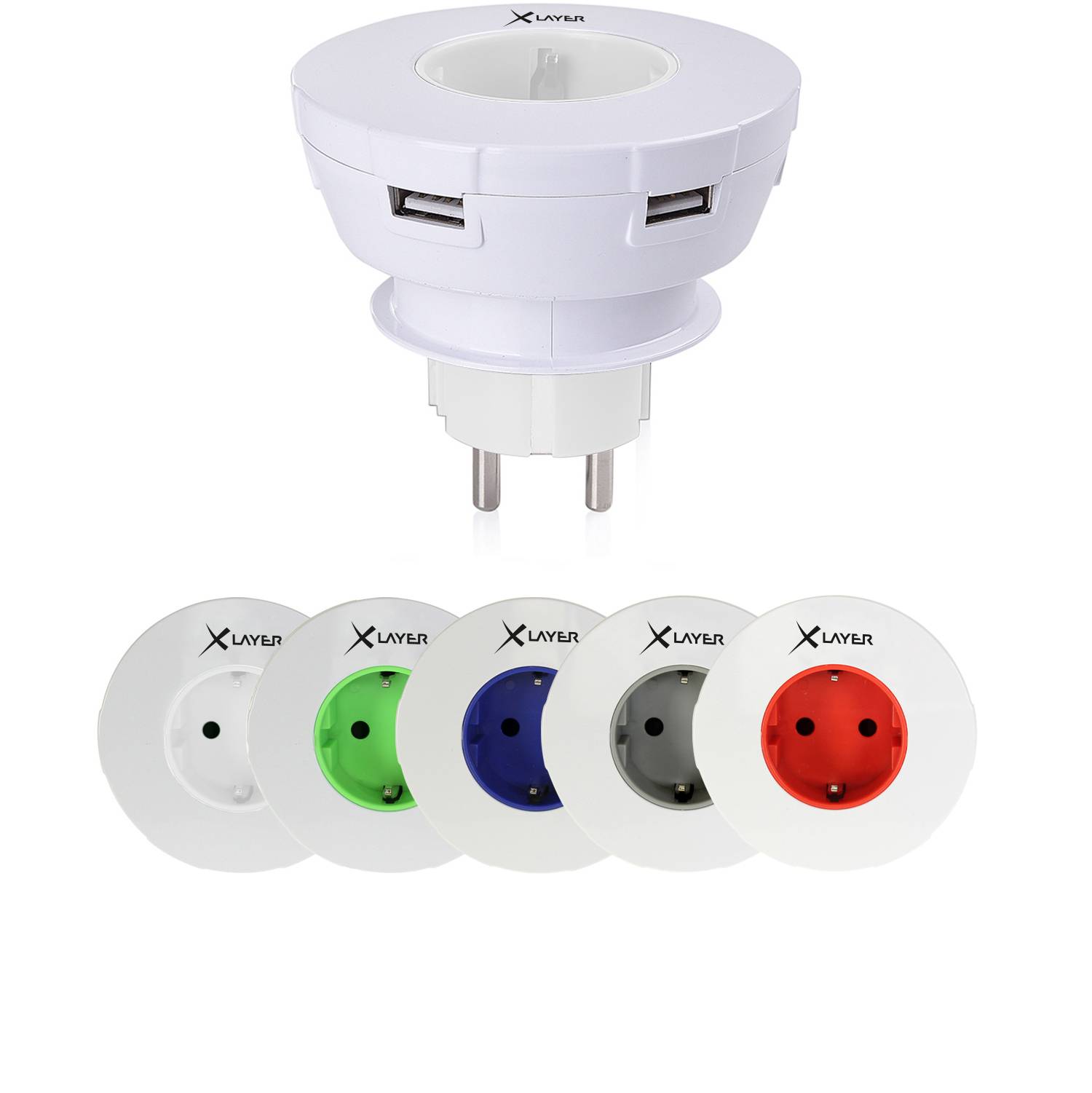 Ladegerät XLayer Steckdosenadapter inkl. 3x USB Typ A & 1x USB Typ C Weiß-2