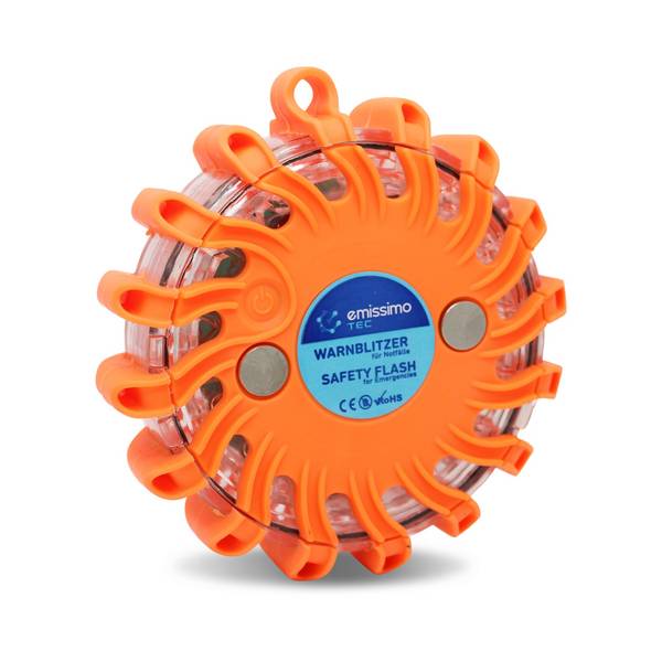 emissimo Warnblinkleuchte Warnleuchte Warnblinker Warnblitzer rund mit 16 LED's magnet, orange