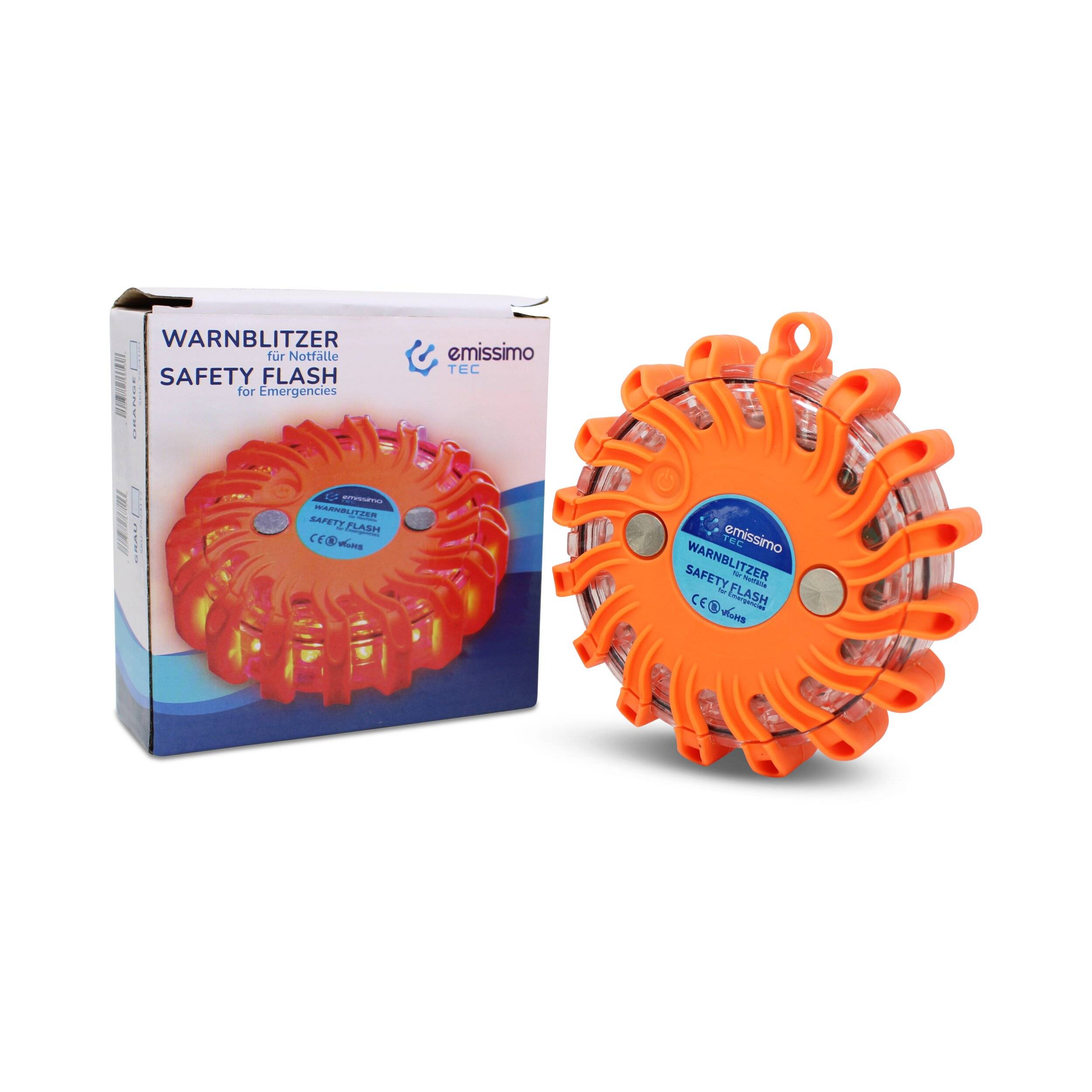 Preisbild für emissimo Warnblinkleuchte Warnleuchte Warnblinker Warnblitzer rund mit 16 LED's magnet, orange