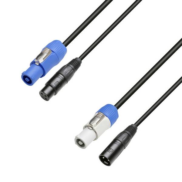 Netz- & DMX Kabel Power Twist In & XLR female auf Power Twist Out & XLR male 10m