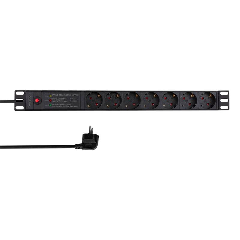 Steckdosenleiste 7-fach 19" mit Netzfilter schw. - Steckdosenleiste - 2 m-0