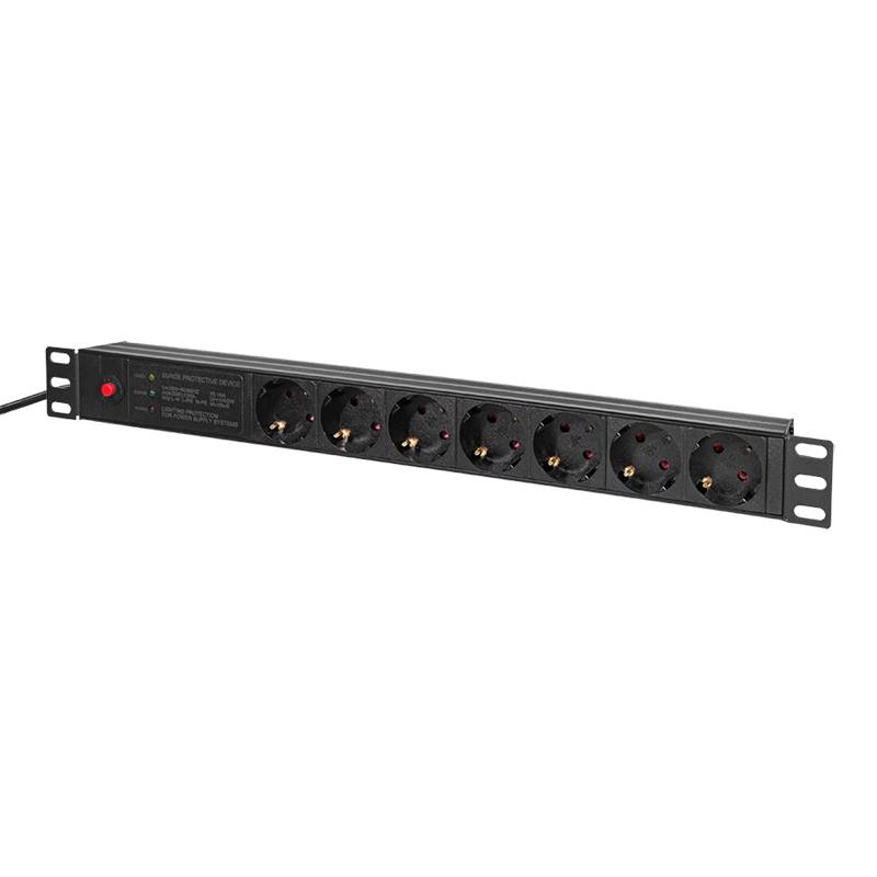 Steckdosenleiste 7-fach 19" mit Netzfilter schw. - Steckdosenleiste - 2 m-1