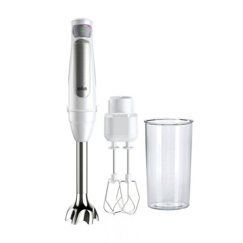 Braun MultiQuick 7 MQ7005B WH, Kochmixer, 1,2 m, 1000 W, Edelstahl, Weiß-0