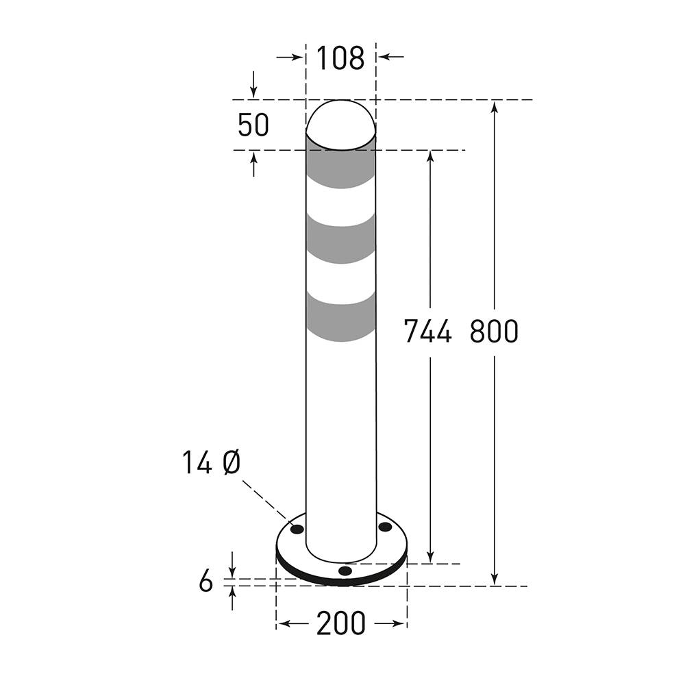 CITY Schutzpoller, Edelstahl, Ø 108 mm, Aufdübeln-2