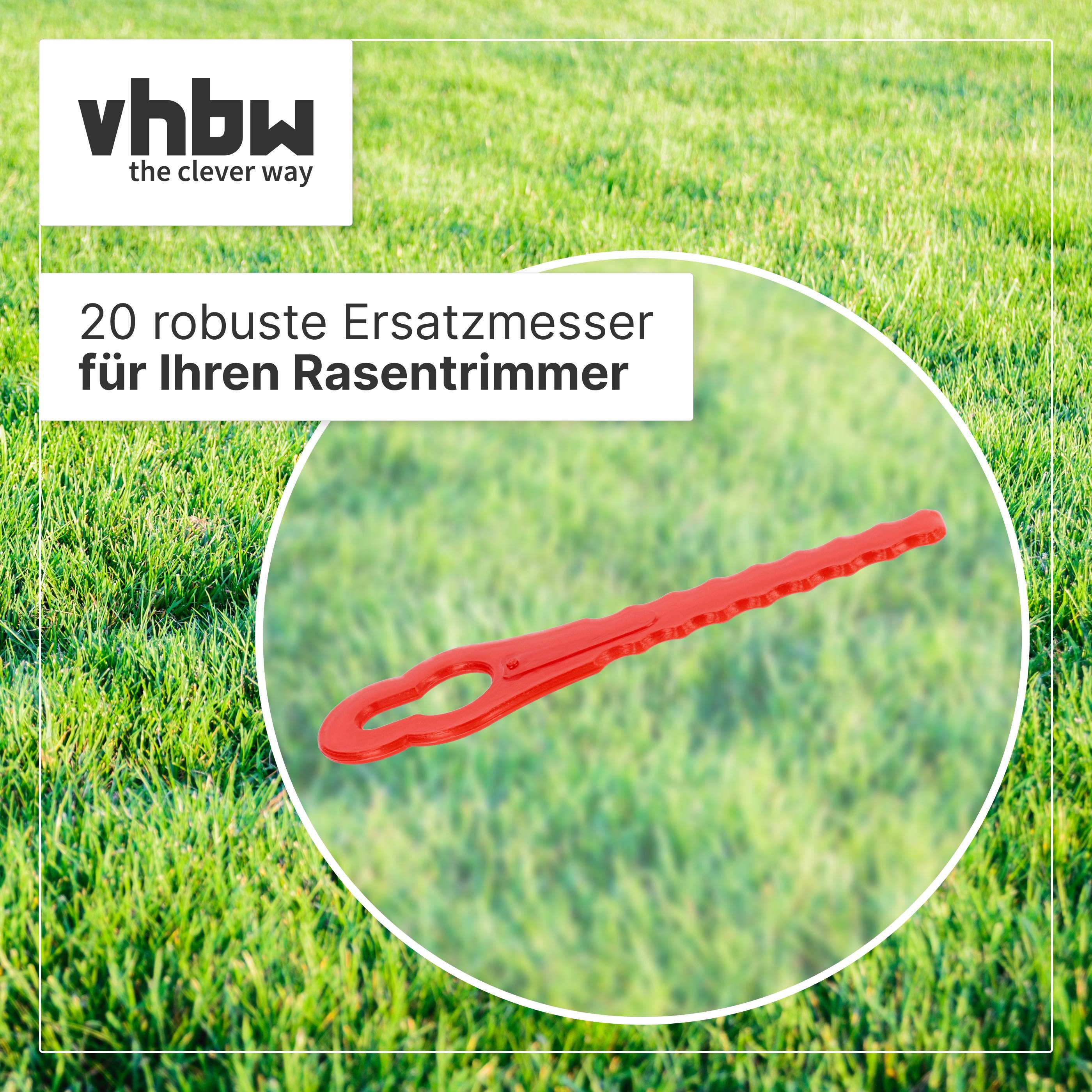 vhbw 20x Ersatz-Messer kompatibel mit Grizzly ART 18 Lion | ART 1825 Lion Rasenmäher - Ersatzklinge Rot, Polyamid-3