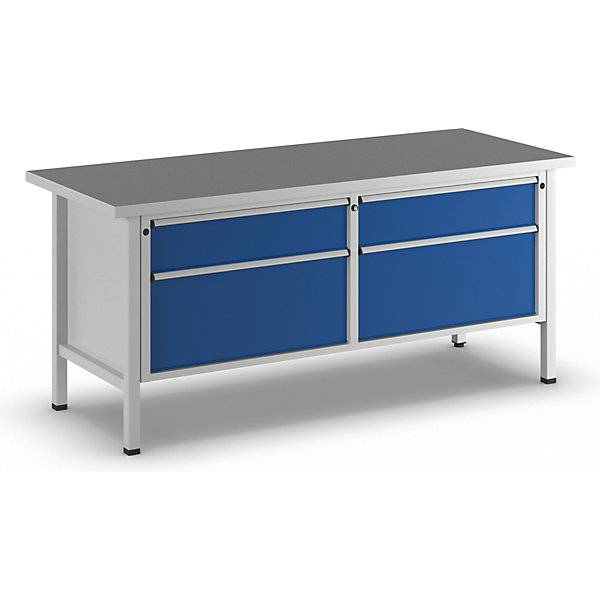 Werkbänke 2000 mm breit Gestellbauweise 4 Schubladen Universalplatte Höhe 890 mm. Anton Kessel GmbH |