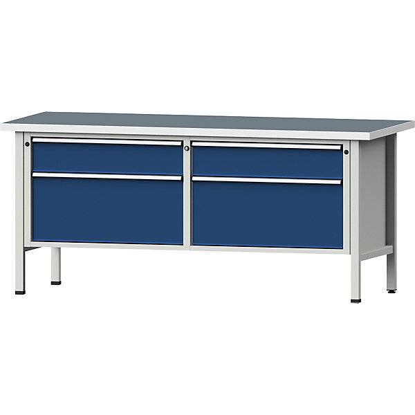 Werkbänke 2000 mm breit Gestellbauweise 4 Schubladen Universalplatte Höhe 890 mm. Anton Kessel GmbH |-1