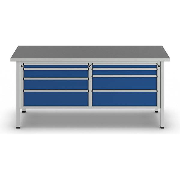 Werkbänke 2000 mm breit Gestellbauweise 8 Schubladen Universalplatte Höhe 890 mm. Anton Kessel GmbH |-2