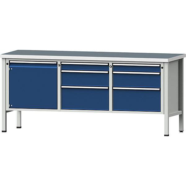 Werkbank Gestellbauweise Serie V 1 Tür 540 mm 6 Schubladen Höhe 890 mm Universalplatte. Anton Kessel GmbH |-1