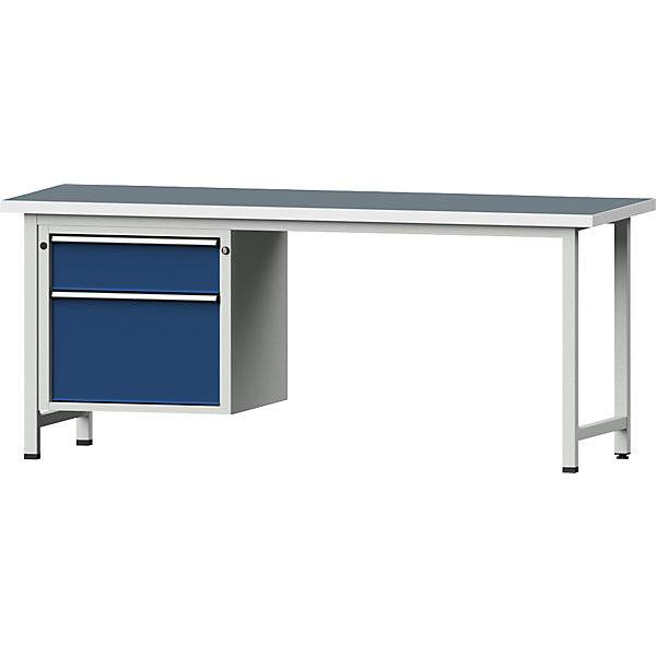 Werkbank Gestellbauweise Serie V 2 Schubladen Universalplatte Breite 2000 mm. Anton Kessel GmbH |-1