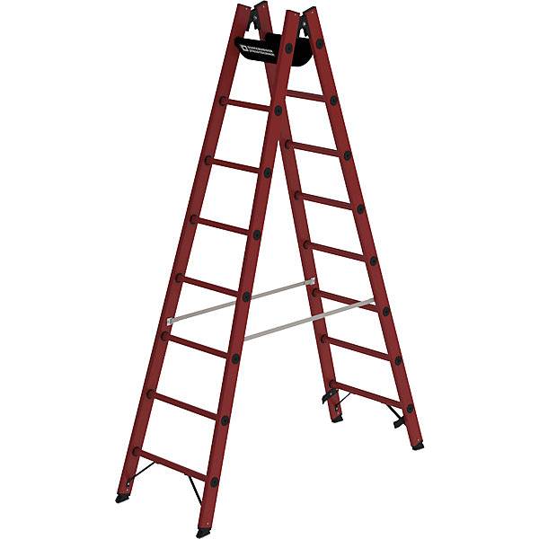 MUNK Günzburger Steigtechnik 36408 Vollkunststoff Stufen-Doppelleiter Arbeitshöhe (max.): 3.5 m Rot, Schwarz 15.9 kg
