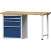 Werkbank Gestellbauweise Serie V 4 Schubladen mit 2 x 90 1 x 180 1 x 360 mm Buchemassivplatte. Anton Kessel