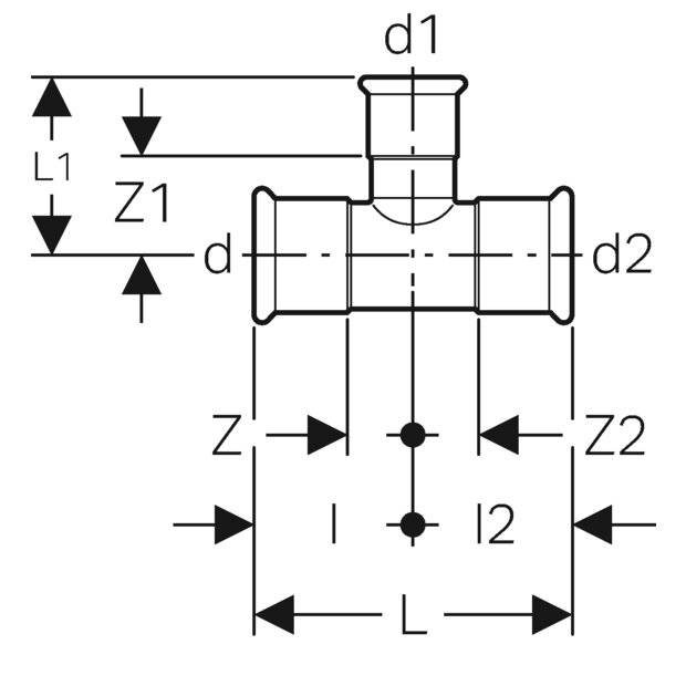 GEBERIT Mapress Edelstahl T-Stück reduzi d22-18-22-2