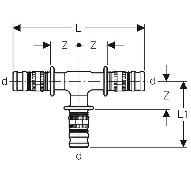 GEBERIT Mepla T-Stück egal PVDF d16-16-1-1