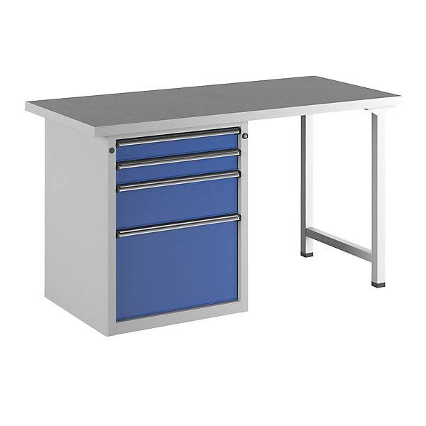 Werkbank Gestellbauweise Serie V 4 Schubladen mit 2 x 90 1 x 180 1 x 360 mm Universalplatte. Anton Kessel-0