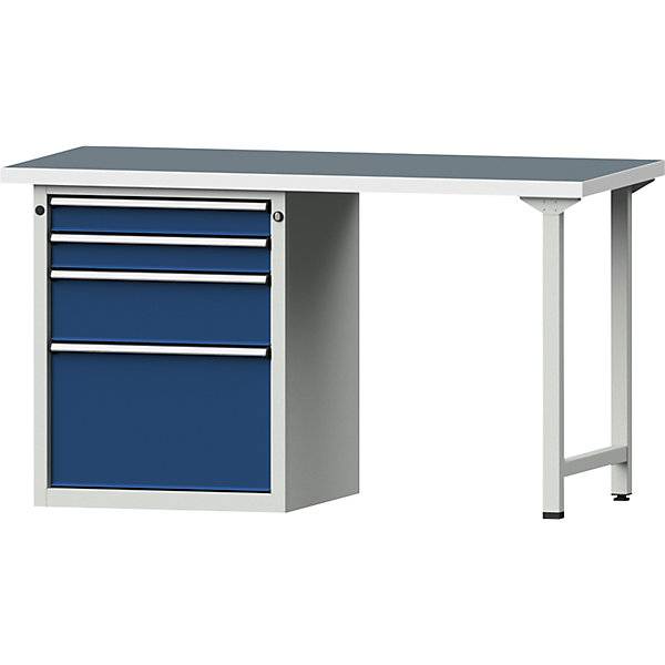 Werkbank Gestellbauweise Serie V 4 Schubladen mit 2 x 90 1 x 180 1 x 360 mm Universalplatte. Anton Kessel-1