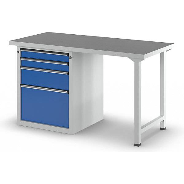Werkbank Gestellbauweise Serie V 4 Schubladen mit 2 x 90 1 x 180 1 x 360 mm Universalplatte. Anton Kessel-2