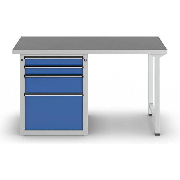 Werkbank Gestellbauweise Serie V 4 Schubladen mit 2 x 90 1 x 180 1 x 360 mm Universalplatte. Anton Kessel-3