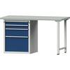 Werkbank Gestellbauweise Serie V 4 Schubladen mit 2 x 90 1 x 180 1 x 360 mm Stahlblechbelagplatte. Anton