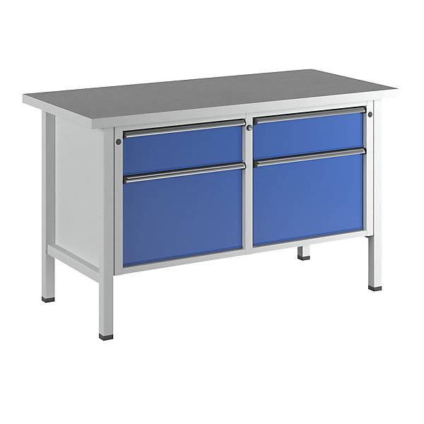 Werkbank Gestellbauweise Serie V 2 Schubladen 180 mm 2 Schubladen 360 mm Höhe 890 mm Universalplatte. Anton-0