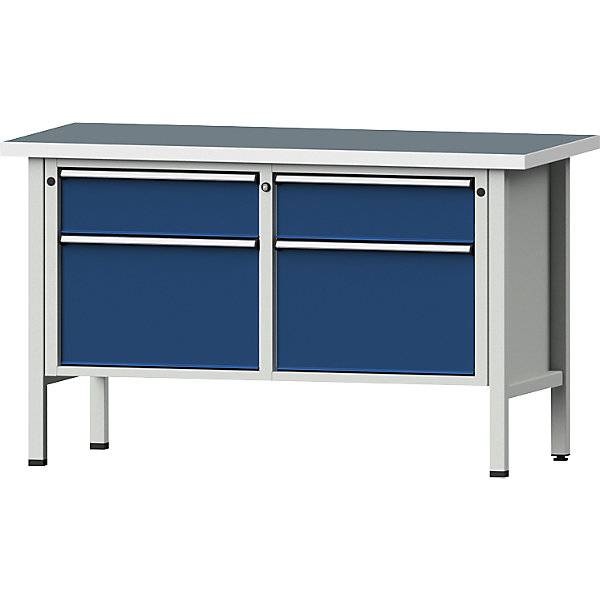 Werkbank Gestellbauweise Serie V 2 Schubladen 180 mm 2 Schubladen 360 mm Höhe 890 mm Universalplatte. Anton-1