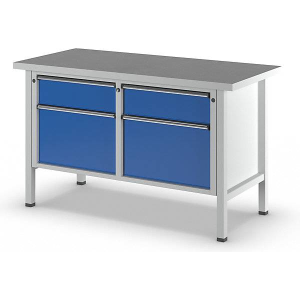 Werkbank Gestellbauweise Serie V 2 Schubladen 180 mm 2 Schubladen 360 mm Höhe 890 mm Universalplatte. Anton-2