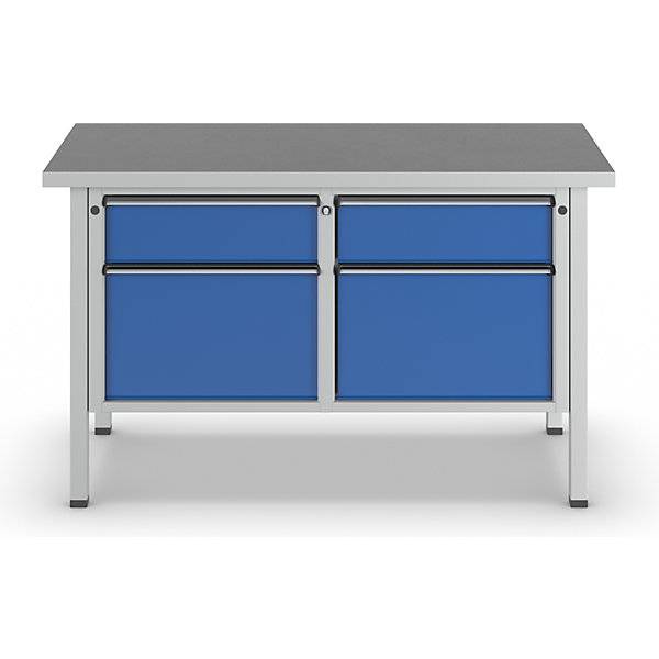 Werkbank Gestellbauweise Serie V 2 Schubladen 180 mm 2 Schubladen 360 mm Höhe 890 mm Universalplatte. Anton-3