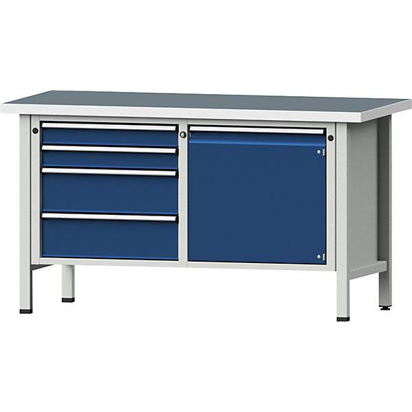 Werkbank Gestellbauweise Serie V 4 Schubladen Tür 540 mm Universalplatte Vollauszug. Anton Kessel GmbH |-1