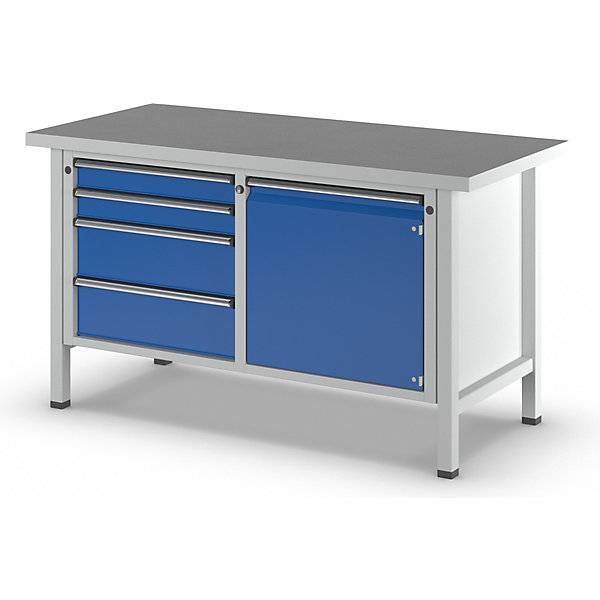 Werkbank Gestellbauweise Serie V 4 Schubladen Tür 540 mm Universalplatte Vollauszug. Anton Kessel GmbH |-2