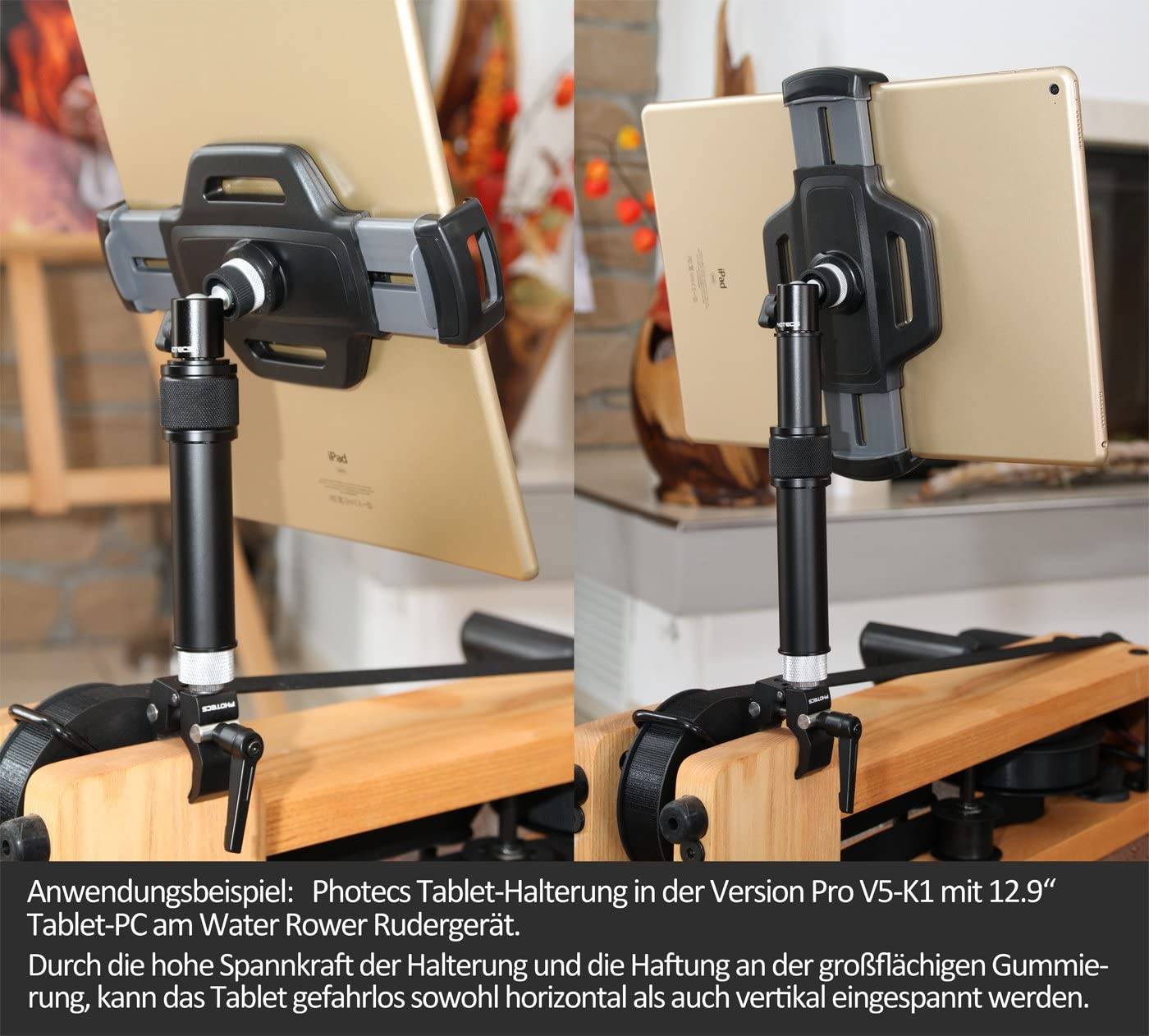 Photecs® Tablet Stativ Adapter Typ4 mit 1/4" Zoll Stativgewinde, f. Tablet-PC bis 14 Zoll-3