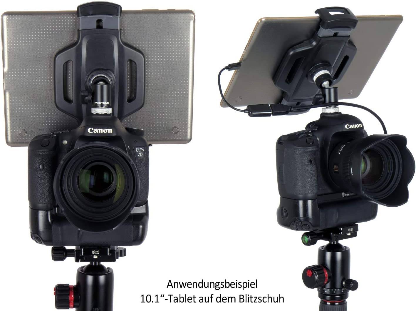 Photecs® Tablet Stativ Adapter Typ4 mit 1/4" Zoll Stativgewinde, f. Tablet-PC bis 14 Zoll-4