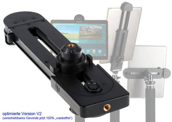 Photecs® Tablet Stativ Adapter Typ3 (optim. Edition V2) mit 2x 1/4" Zoll Stativgewinde