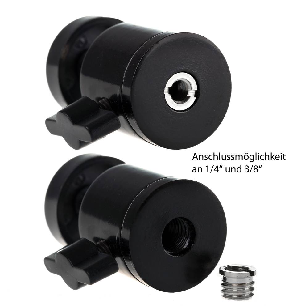 Photecs® Mini Stativkopf Kugelkopf Basic V2 mit 3/8" & 1/4"-Anschluss, montiert 360° drehbar-1