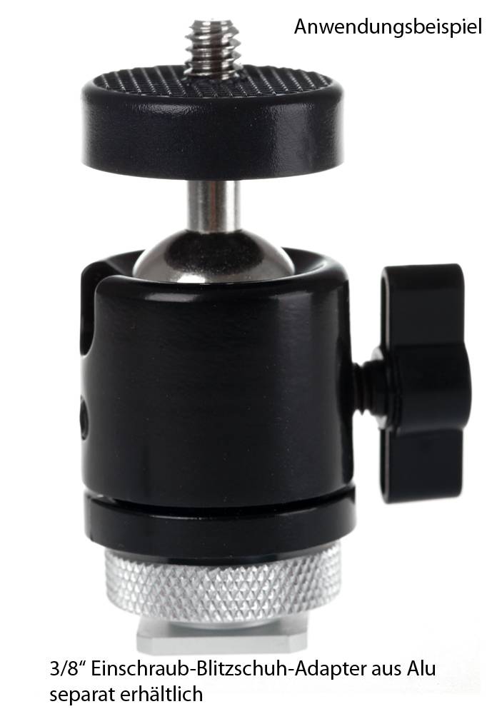 Photecs® Mini Stativkopf Kugelkopf Basic V2 mit 3/8" & 1/4"-Anschluss, montiert 360° drehbar-4