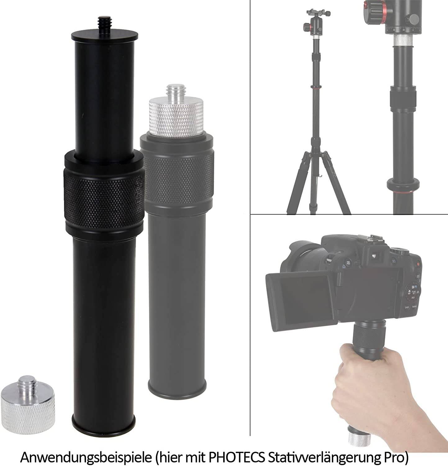 Photecs® Gewindeadapter UNC 1/4"-20 zu 3/8"-16, Adapter-Schraube für Zollgewinde-2