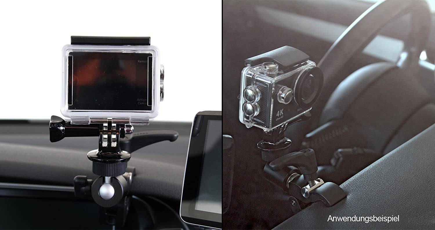 Photecs® Universal Klemm-Halter, Schraub-Halterung mit 1/4"-Anschluss, für Dashcam, Kamera, Leuchten etc.-3