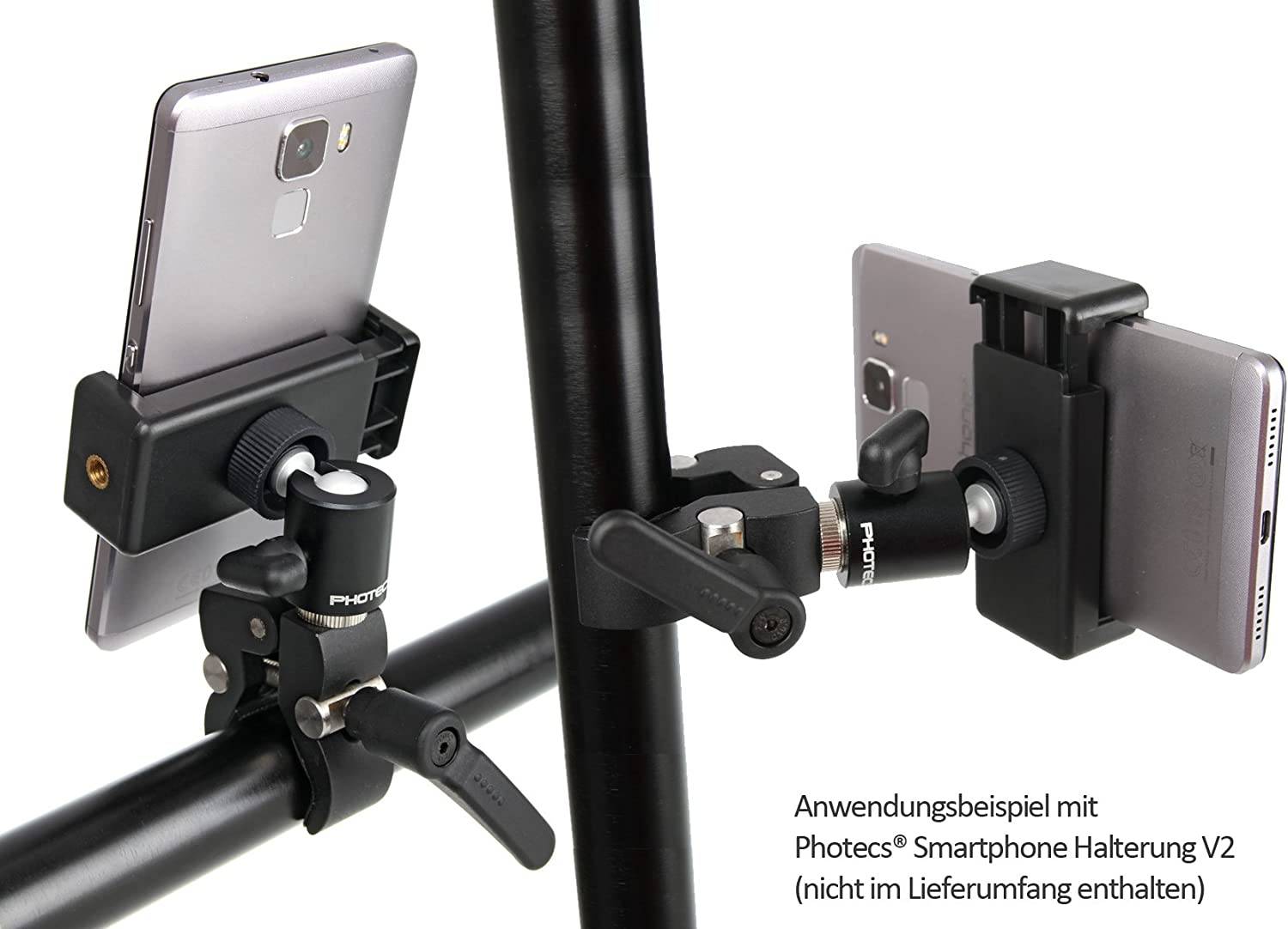 Photecs® Universal Klemm-Halter, Schraub-Halterung mit 1/4"-Anschluss, für Dashcam, Kamera, Leuchten etc.-4