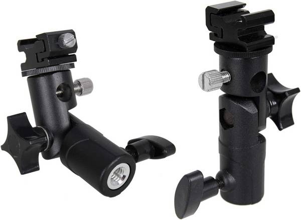 Photecs® Blitz-Schirm-Halter, Blitz-Schirm-Neiger Typ2, Kniegelenk, Winkel (3/8"- & 1/4"-Anschluss)