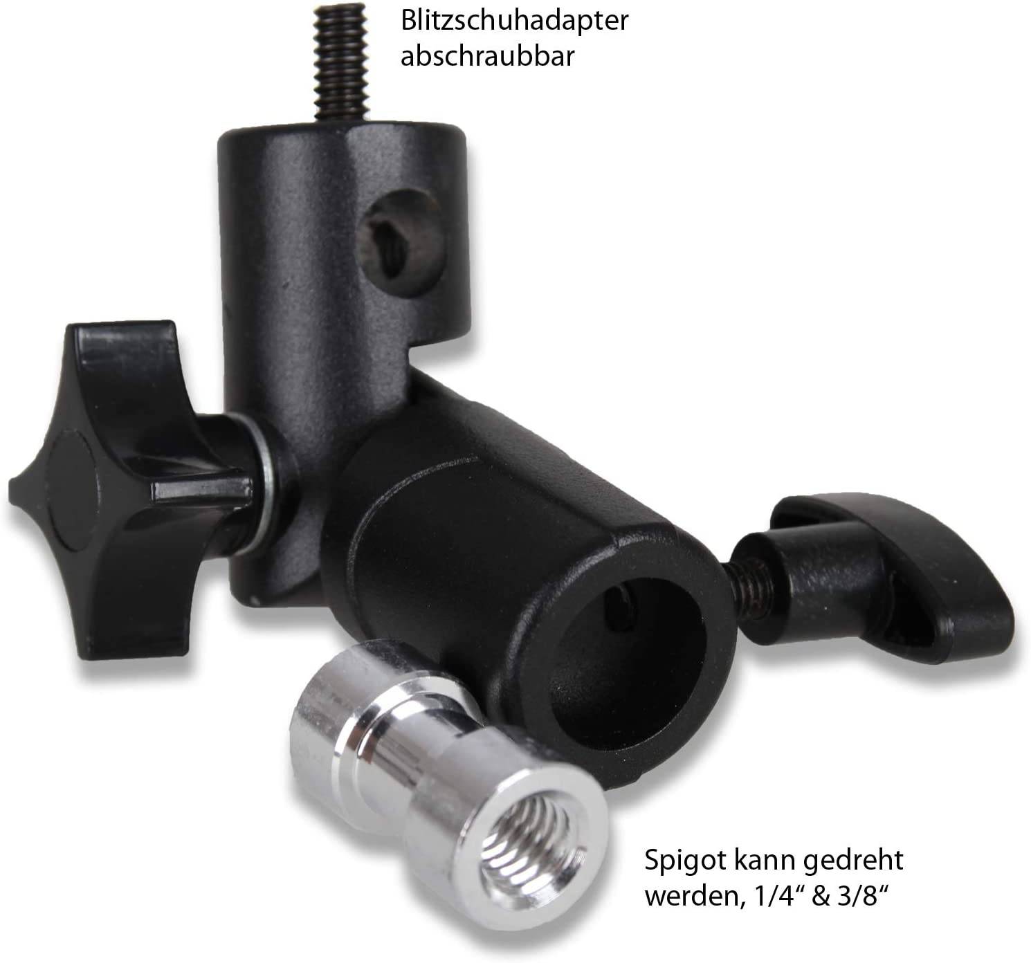 Photecs® Blitz-Schirm-Halter, Blitz-Schirm-Neiger Typ2, Kniegelenk, Winkel (3/8"- & 1/4"-Anschluss)-3