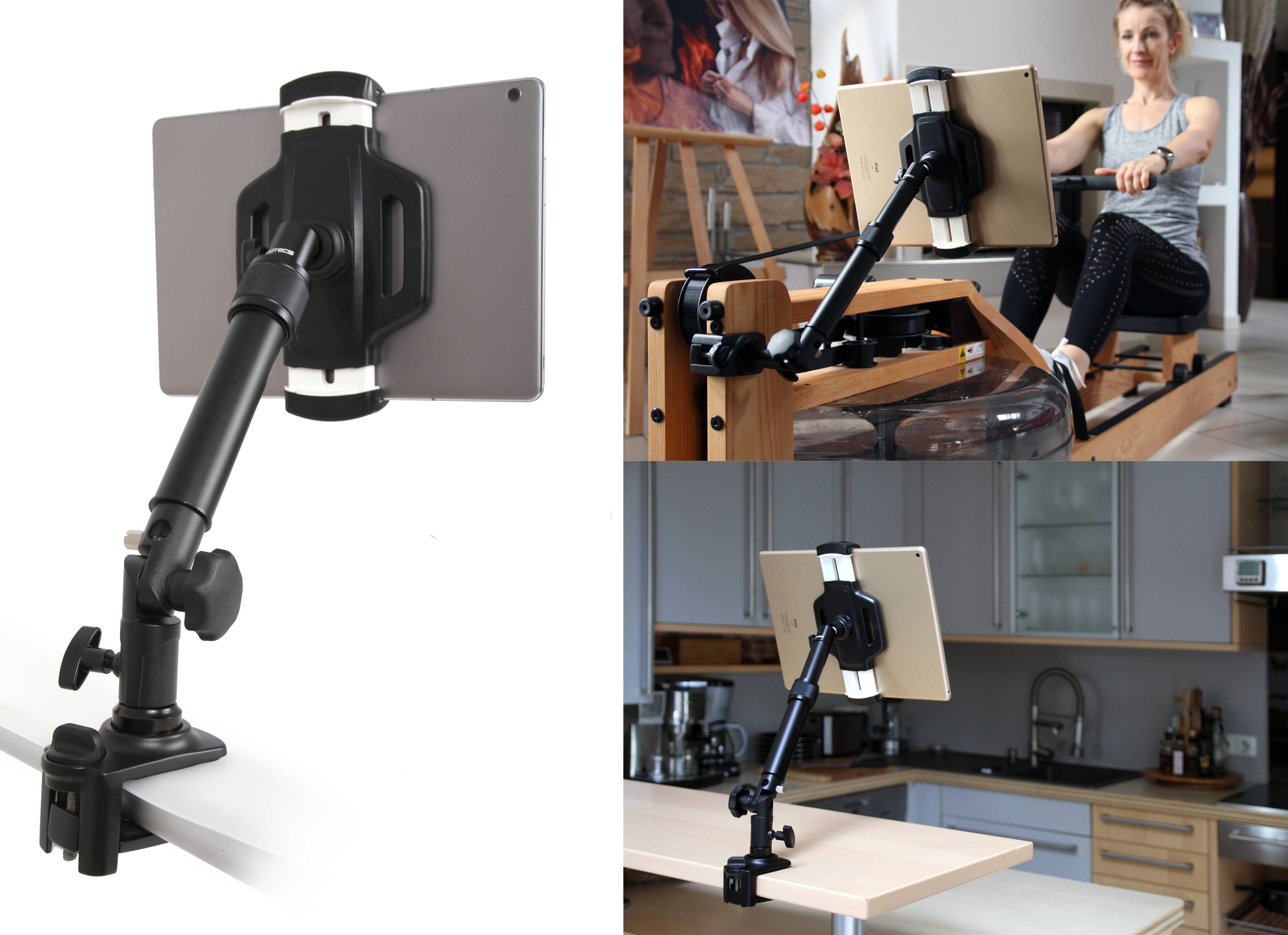 Photecs® Tablet-Halterung Pro V4-PK, höhenverstellbar mit Kniegelenk, f. iPad Pro u. andere Tablet-0