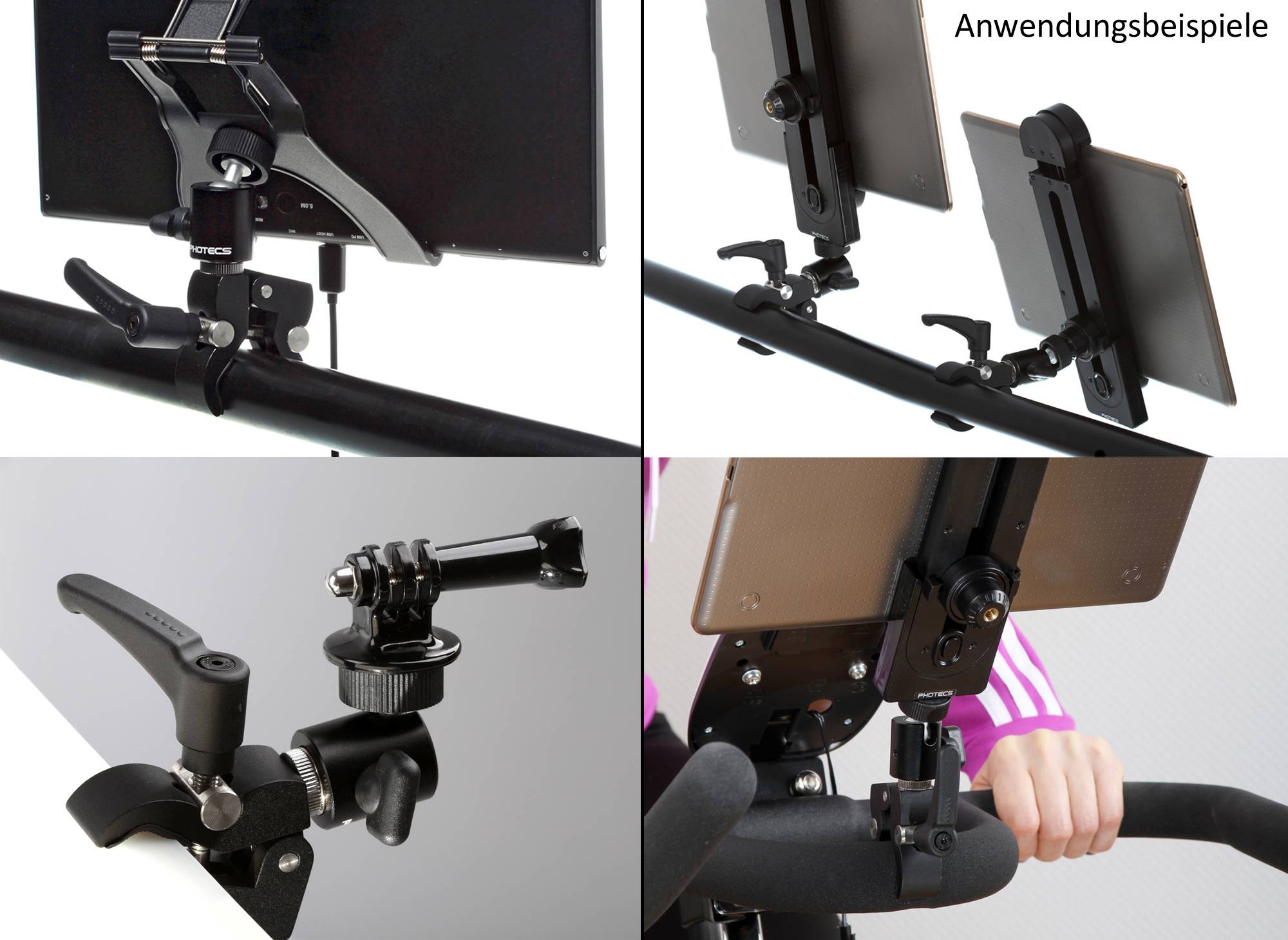 Photecs® Studio-Klemme Typ2, Foto-Klemme Stativklemme 3/8" und 1/4"-Gewinde,-1