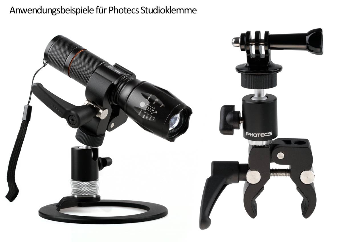 Photecs® Studio-Klemme Typ2, Foto-Klemme Stativklemme 3/8" und 1/4"-Gewinde,-2