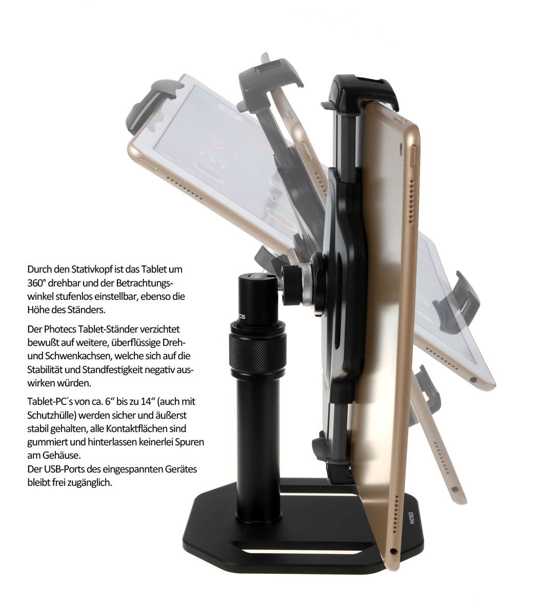 Photecs® Tablet Tischständer Pro V5, höhenverstellbares Tablet-Tischstativ-3