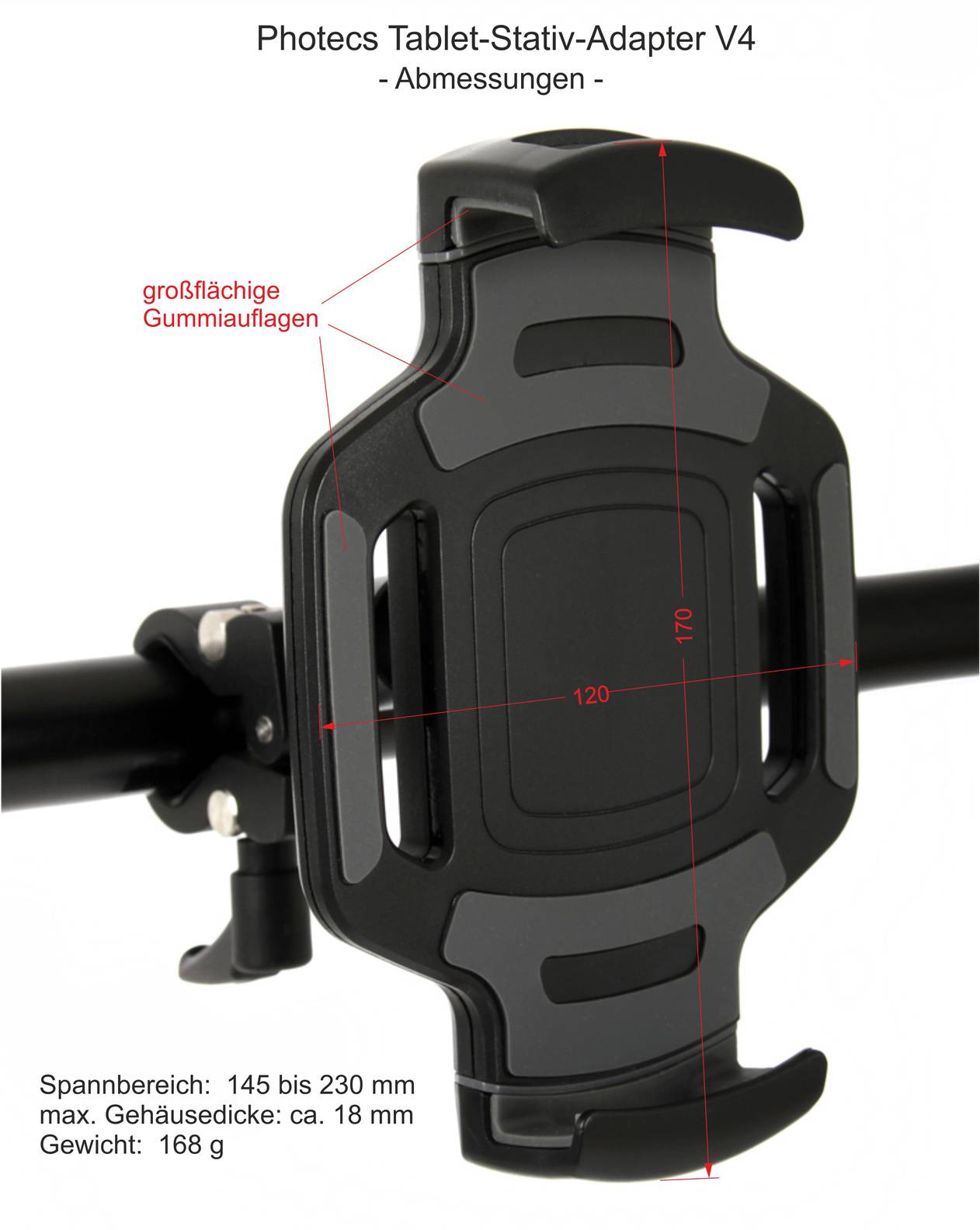 Photecs® Tablet Tischständer Pro V5, höhenverstellbares Tablet-Tischstativ-4
