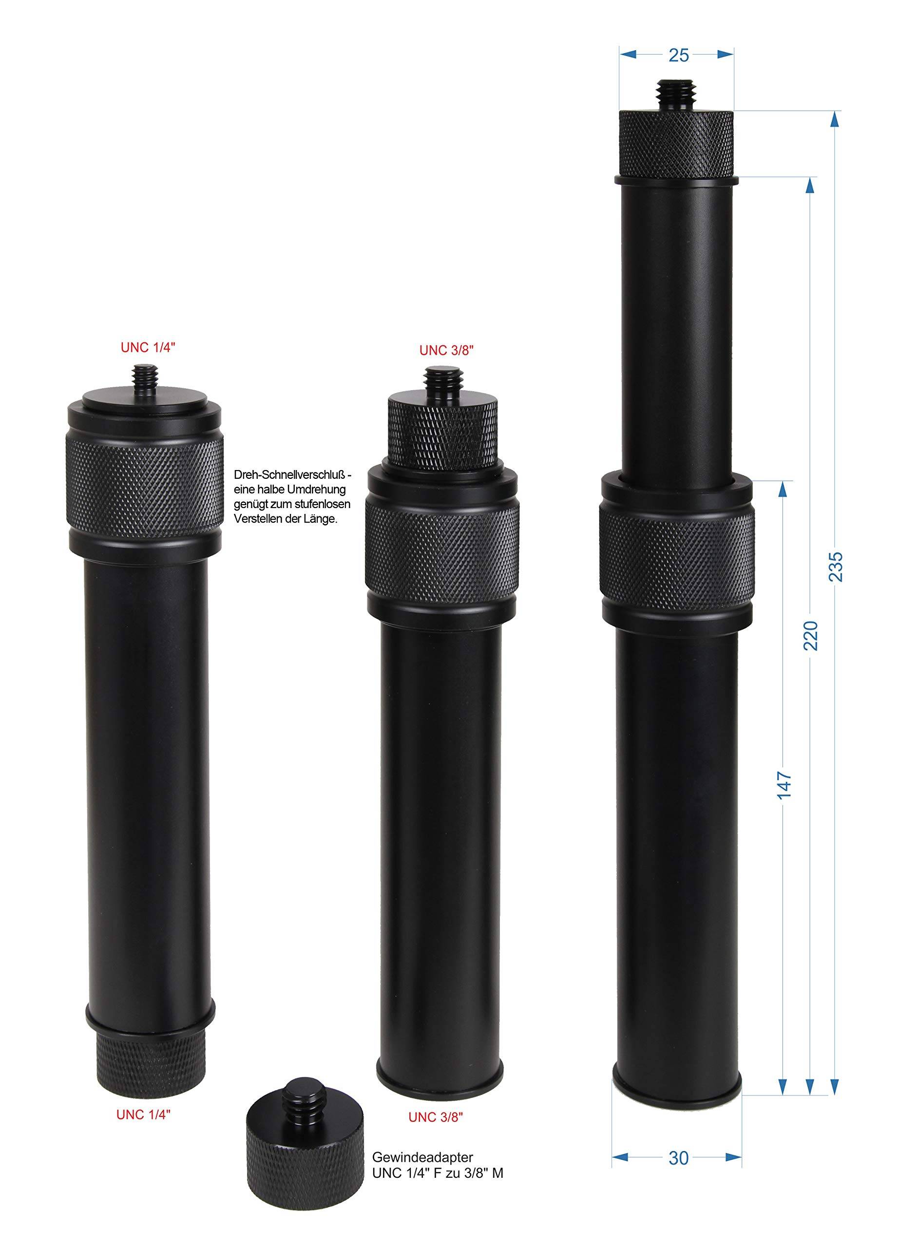 Photecs® Stativ-Verlängerung Pro-S, verstellbares Mini-Monopod, Kamera-Handgriff mit Gew.adapter-1