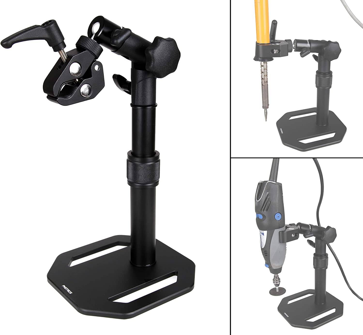 Photecs® Dritte Hand V1, höhenverstellbar bis ca. 37 cm, Halter f. Lötkolben, Dremel o. ähnliche-1