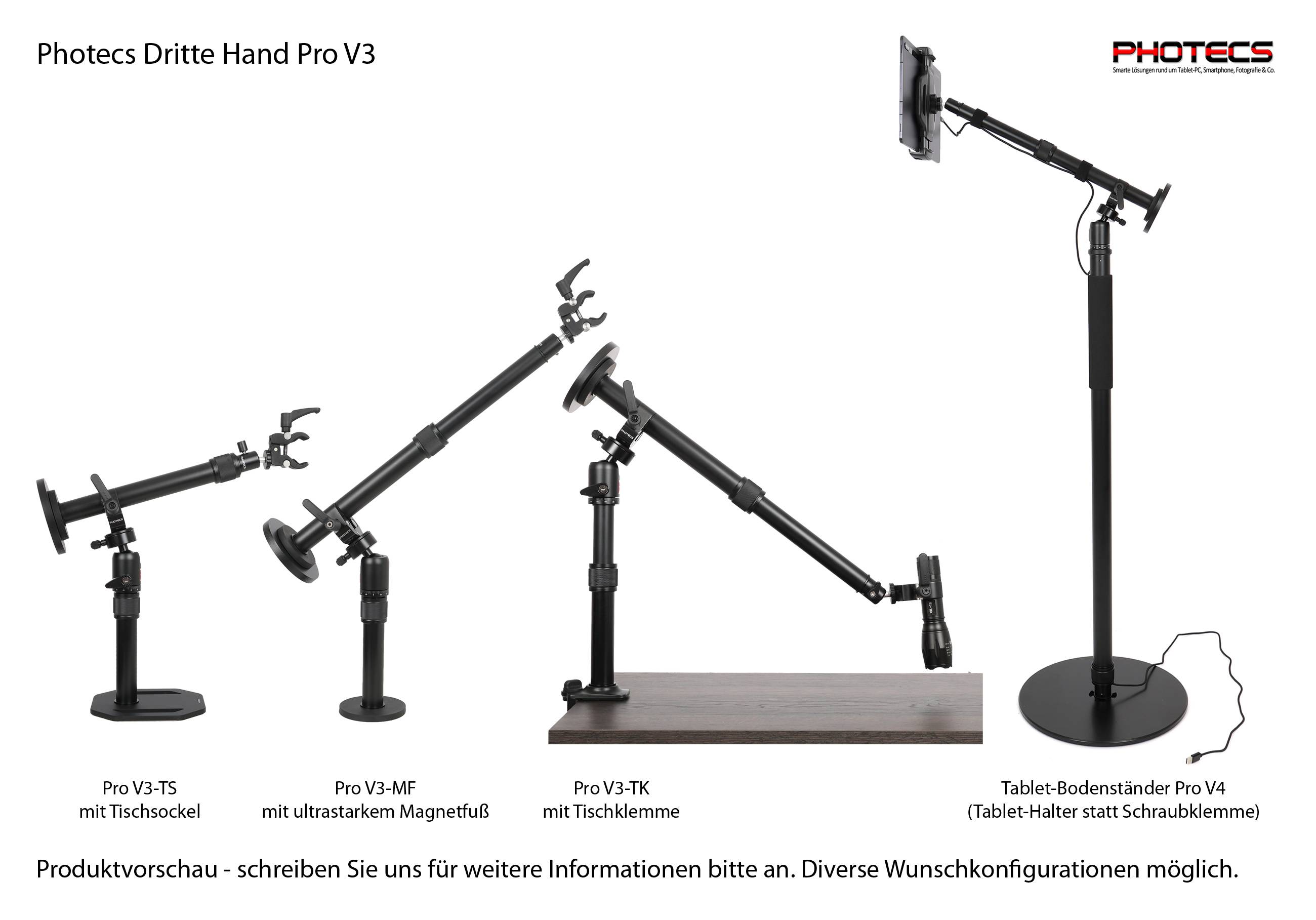 Photecs® Dritte Hand V1, höhenverstellbar bis ca. 37 cm, Halter f. Lötkolben, Dremel o. ähnliche-4