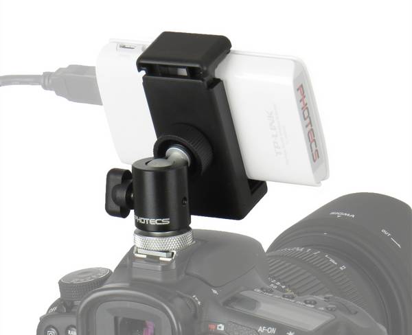 Photecs® Blitzschuh Adapter Set V6, Phone Clip klemmt Geräte von 55-85mm, Smartphone auf Blitzschuh
